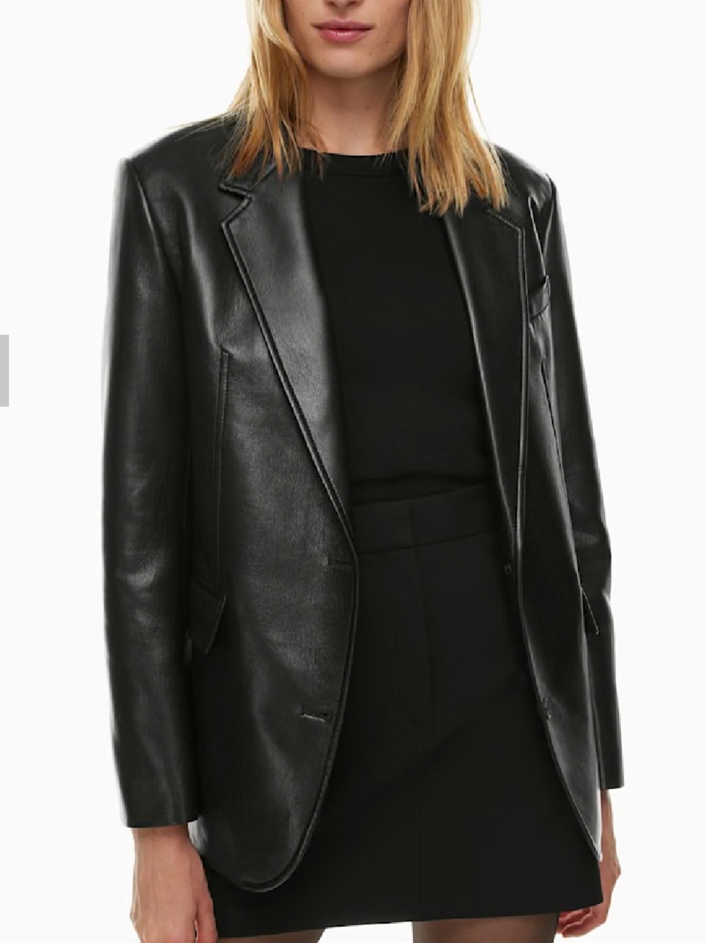 Aritzia Babaton Agency Blazer Vegan Leather Black Large Oversized Structured